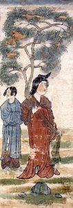 木の下の女性 作： Unbekannt Unbekannt